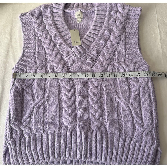River Island Chunky Mixed Stitch Sleeveless Sweater in Purple Size S - Picture 7 of 8